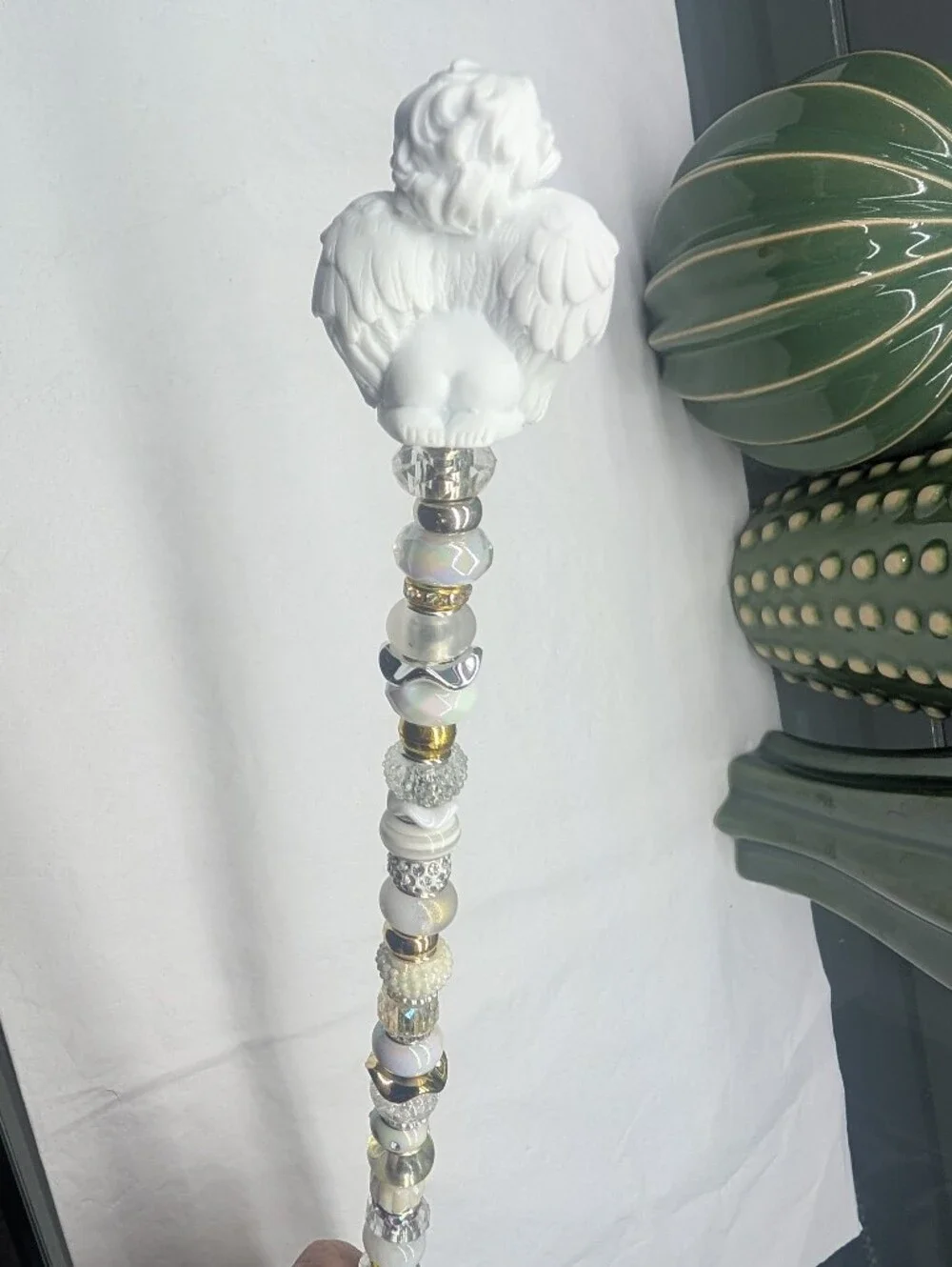 Handcrafted Fairy Wand/Plant/Garden Stake W/Angel-Cherub Topper
